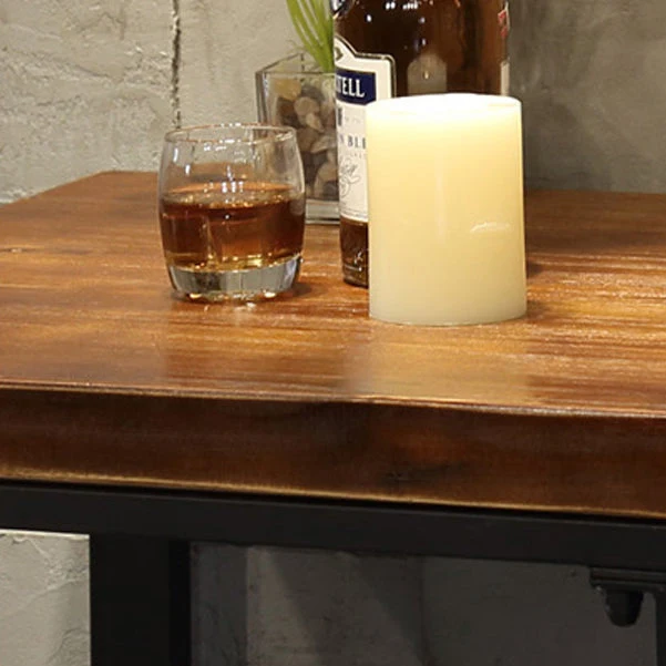 Tavolo da pranzo da bar legno di pino Tavolo da bar industriale con base 4 gambe per negozio di tè al latte Clearhalo