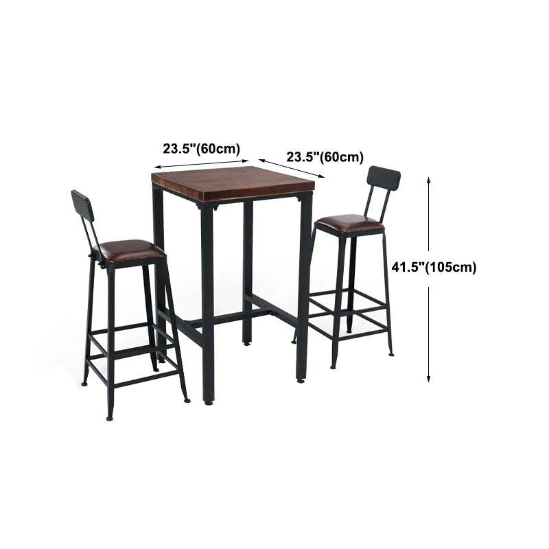Tavolo da pranzo da bar legno di pino Tavolo da bar industriale con base 4 gambe per negozio di tè al latte Clearhalo