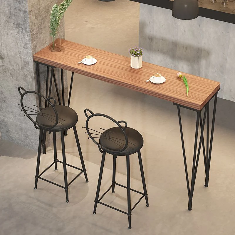 Tavolo da pranzo da bar legno di pino Tavolo da bar moderno rettangolare con piedistallo 4 gambe per sala da pranzo Clearhalo
