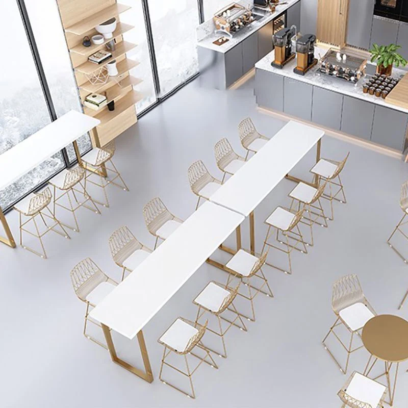 Tavolo da pranzo da bar legno di pino Tavolo da bar rettangolare glamour con doppio piedistallo per sala da pranzo Clearhalo