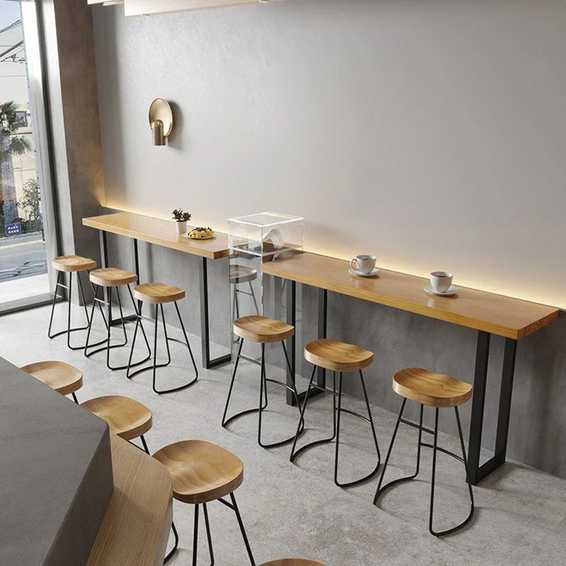 Tavolo da pranzo da bar legno di pino Tavolo da bar moderno rettangolare per negozio di tè al latte Clearhalo