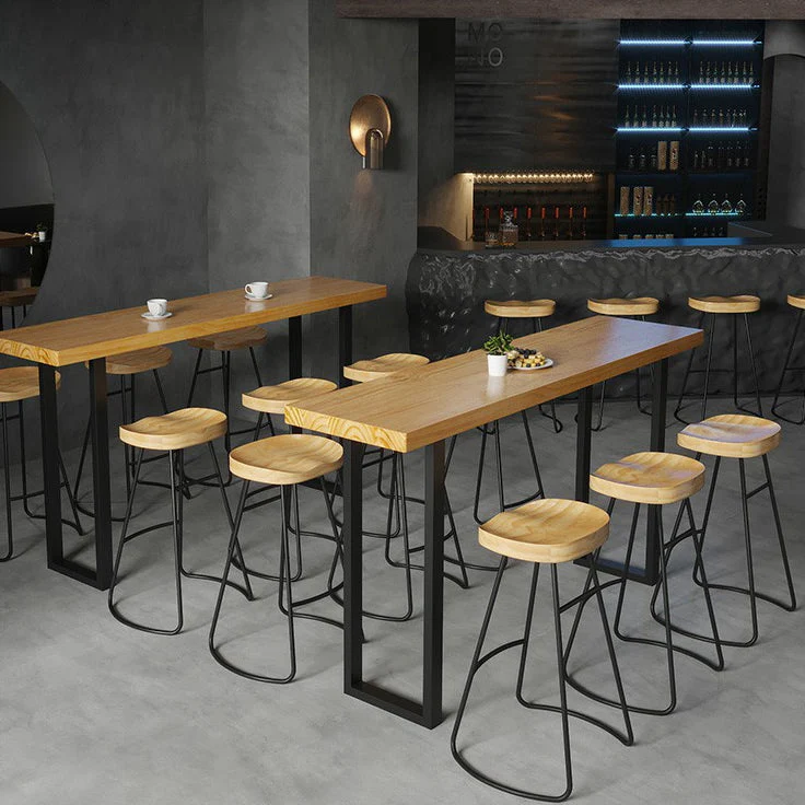 Tavolo da pranzo da bar legno di pino Tavolo da bar moderno rettangolare per negozio di tè al latte Clearhalo