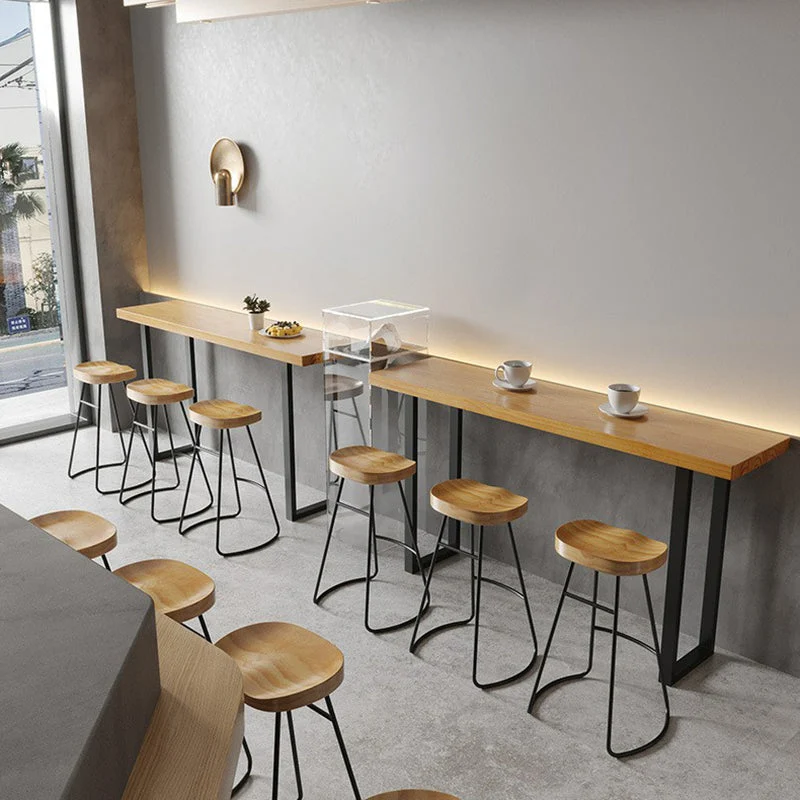 Tavolo da pranzo da bar legno di pino Tavolo da bar moderno rettangolare per negozio di tè al latte Clearhalo