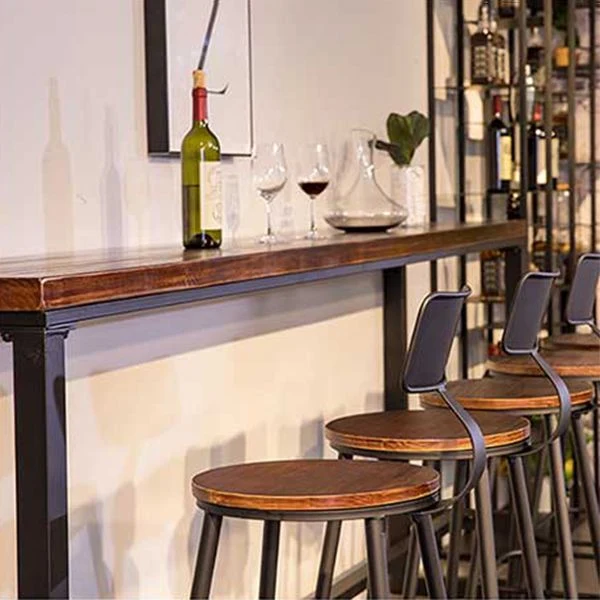 Tavolo da pranzo da bar legno di pino Tavolo da bar rettangolare industriale con cavalletto per bar Clearhalo
