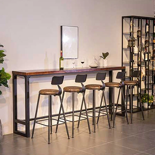 Tavolo da pranzo da bar legno di pino Tavolo da bar rettangolare industriale con cavalletto per bar Clearhalo