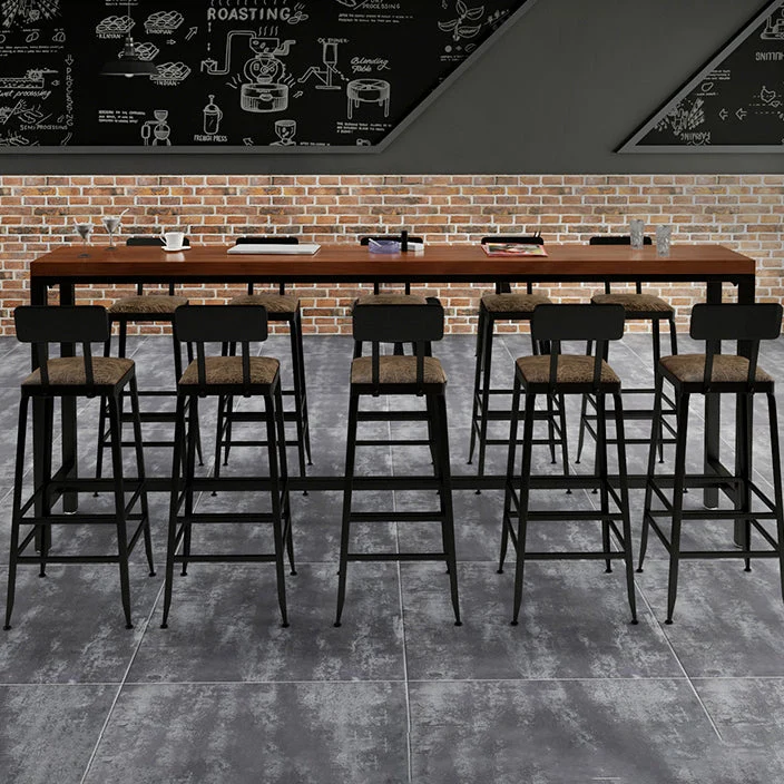 Tavolo da pranzo da bar legno di pino Tavolo da bar rettangolare industriale con base su cavalletto per bar Clearhalo