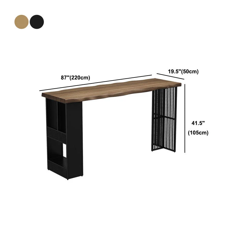 Tavolo da pranzo da bar legno Tavolo da bar moderno rettangolare con doppio piedistallo per soggiorno Clearhalo