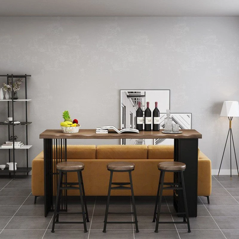 Tavolo da pranzo da bar legno Tavolo da bar moderno rettangolare con doppio piedistallo per soggiorno Clearhalo