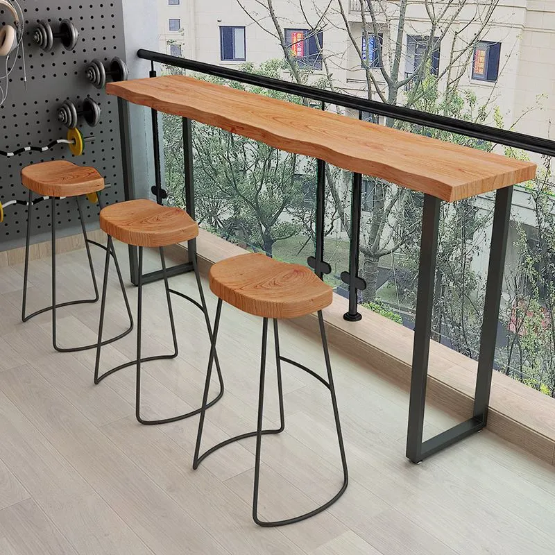 Tavolo da pranzo da bar legno Tavolo da bar moderno con base slitta per sala da pranzo Clearhalo