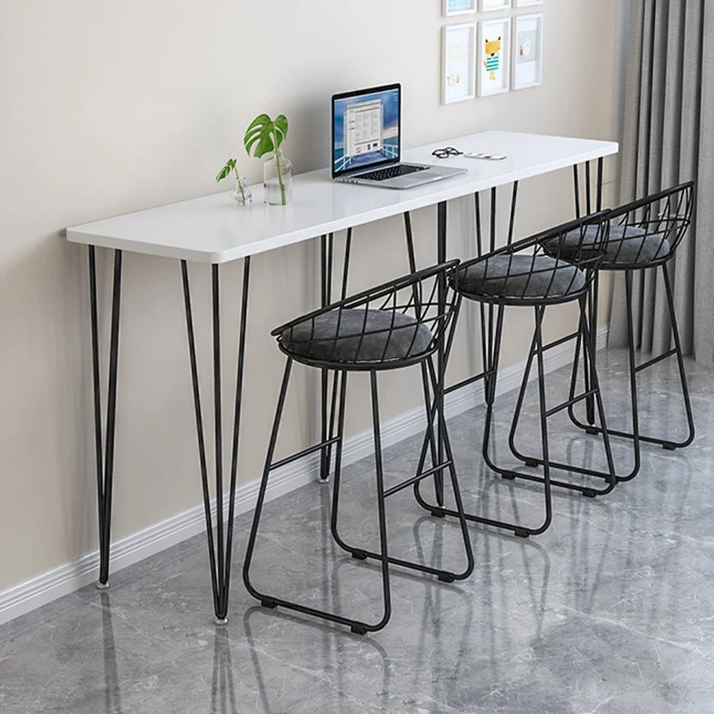 Tavolo da pranzo da bar legno Tavolo da bar moderno rettangolare con base 4 gambe per negozio di tè al latte Clearhalo