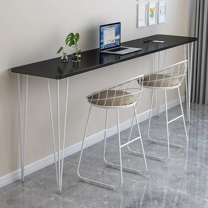 Tavolo da pranzo da bar legno Tavolo da bar moderno rettangolare con base 4 gambe per negozio di tè al latte Clearhalo