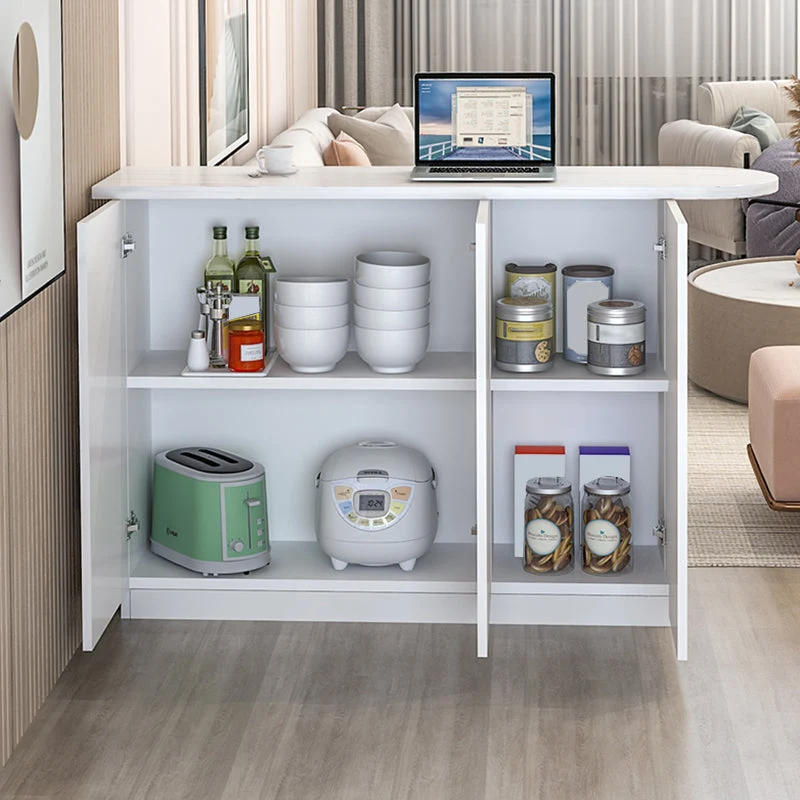 Tavolo da pranzo da bar moderno legno con contenitore per soggiorno Clearhalo
