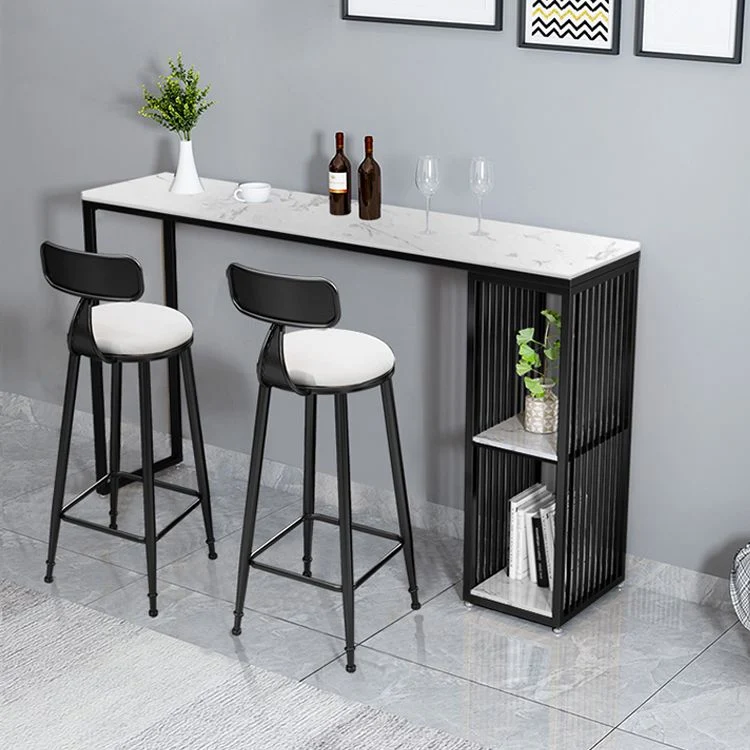 Tavolo da pranzo da bar moderno Tavolo da bar rettangolare pietra con base slitta Clearhalo