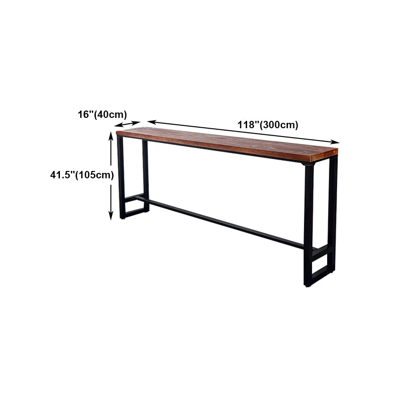 Tavolo da pranzo da bar per interni con poggiapiedi industriale rettangolare con piano legno naturale Clearhalo