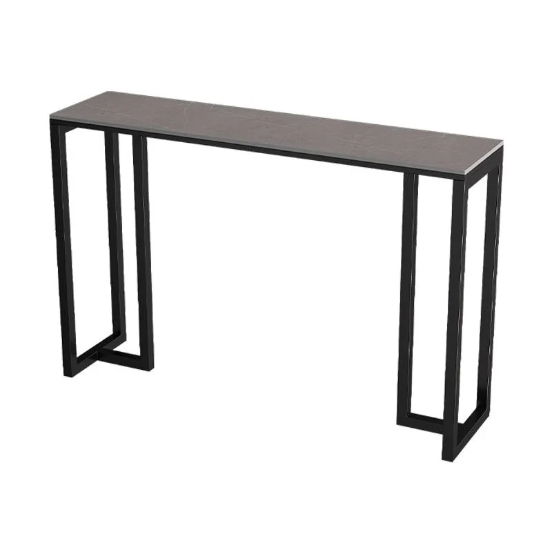 Tavolo da pranzo da bar pietra Tavolo da bar moderno rettangolare con base doppio piedistallo per cucina Clearhalo