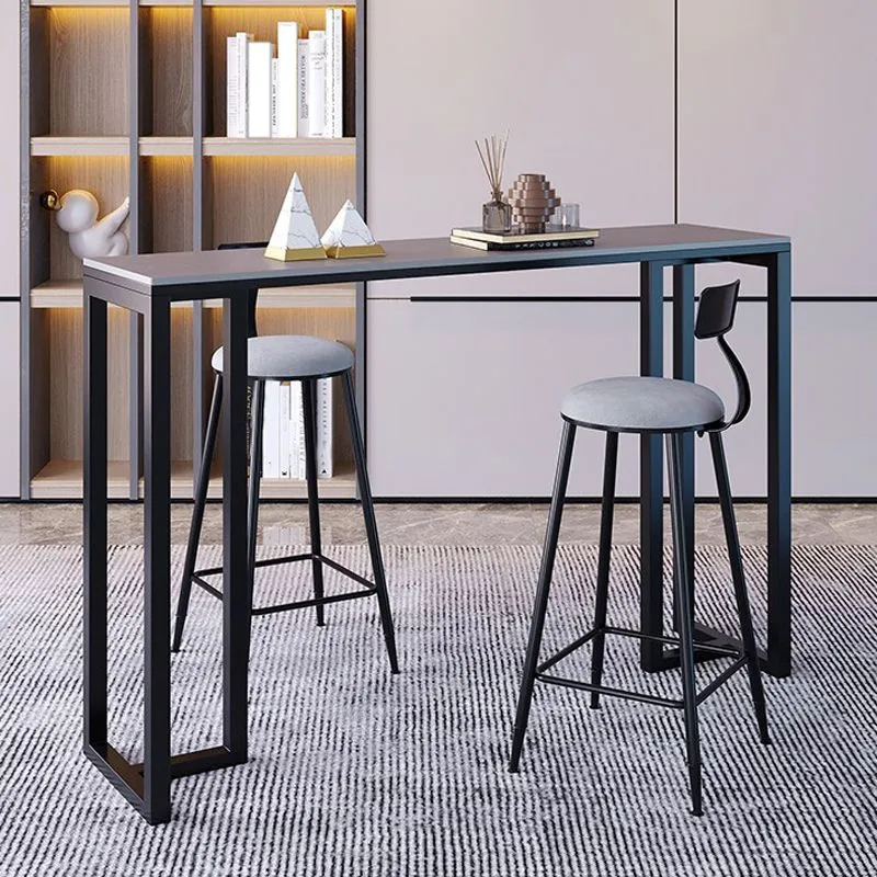 Tavolo da pranzo da bar pietra Tavolo da bar moderno rettangolare con base doppio piedistallo per cucina Clearhalo