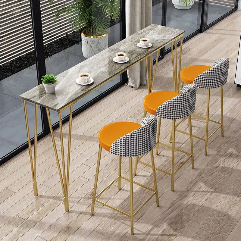 Tavolo da pranzo da bar pietra Tavolo da bar moderno rettangolare con base 4 gambe per sala da pranzo Clearhalo