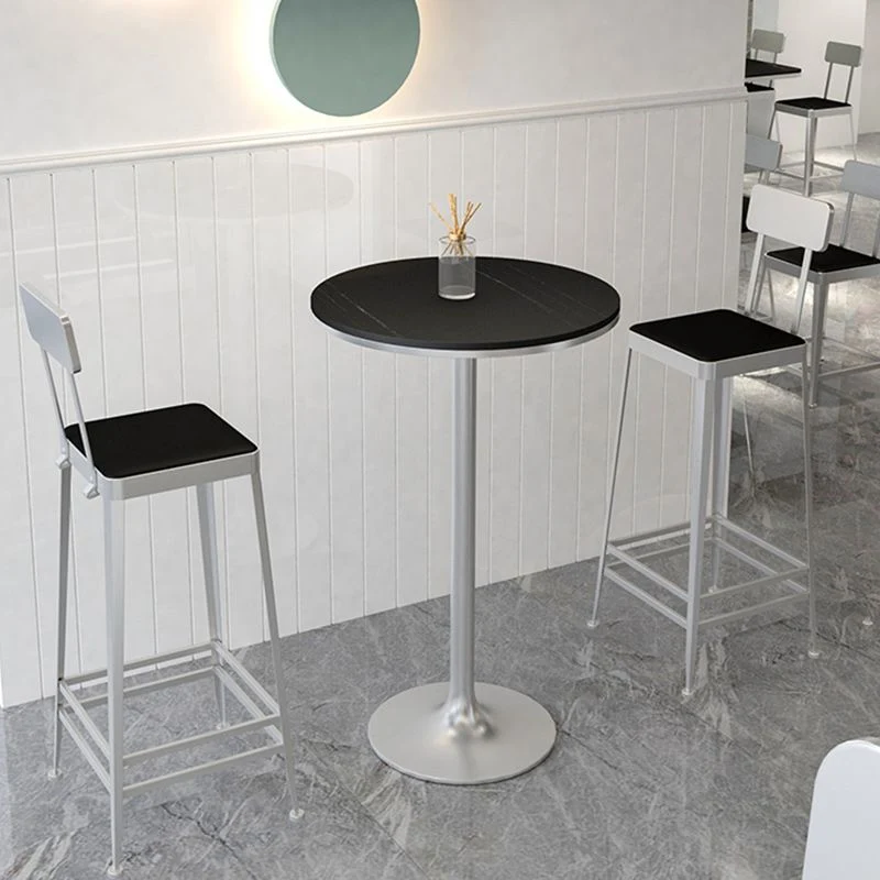 Tavolo da pranzo da bar pietra Tavolo da bar rotondo glamour con piedistallo per negozio di tè al latte Clearhalo