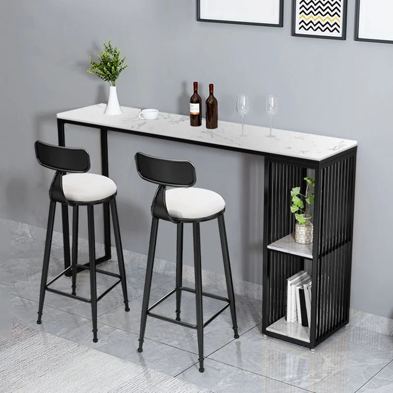 Tavolo da pranzo da bar pietra Tavolo da bar rettangolare glamour con doppio piedistallo per portico della cucina Clearhalo