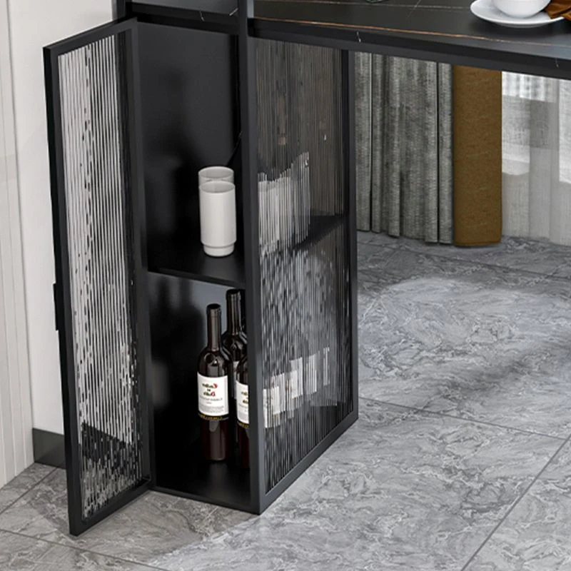 Tavolo da pranzo da bar pietra Tavolo da bar rettangolare glamour con doppio piedistallo per balcone con portico Clearhalo