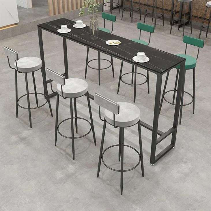 Tavolo da pranzo da bar pietra Tavolo da bar rettangolare industriale con base nera Clearhalo