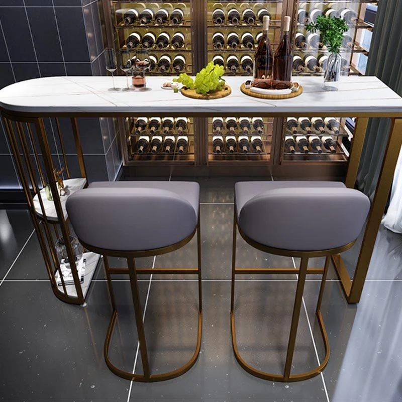 Tavolo da pranzo da bar pietra Tavolo da bar moderno con doppio piedistallo per cucina soggiorno Clearhalo