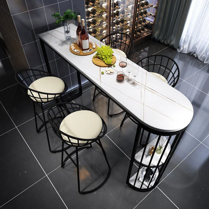 Tavolo da pranzo da bar pietra Tavolo da bar moderno con doppio piedistallo per balcone della cucina Clearhalo