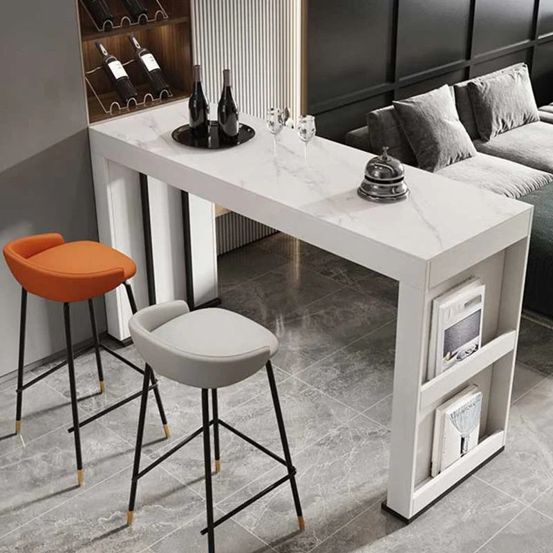 Tavolo da pranzo da bar pietra Tavolo da bar moderno con doppio piedistallo per sala da pranzo Clearhalo