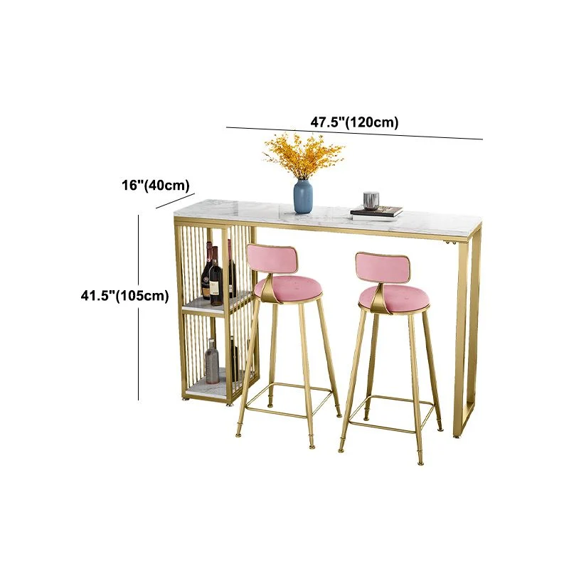 Tavolo da pranzo da bar rettangolare ad altezza bancone da pub marmo bianco con contenitore Clearhalo