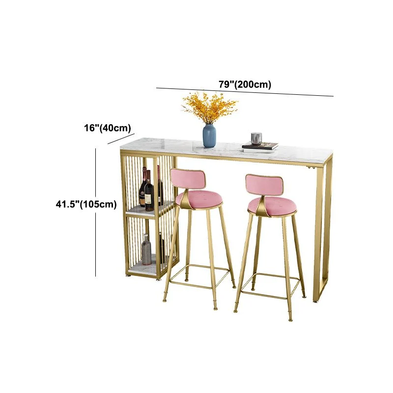 Tavolo da pranzo da bar rettangolare ad altezza bancone da pub marmo bianco con contenitore Clearhalo