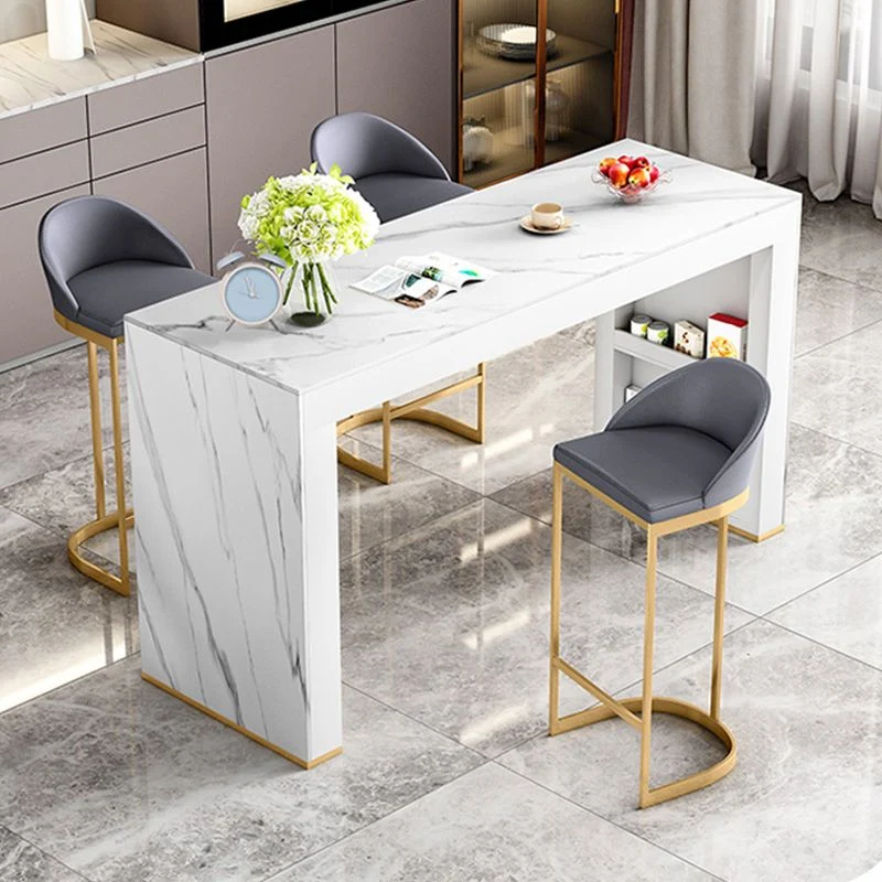 Tavolo da pranzo da bar rettangolare bianco Tavolo da bar moderno con base slitta Clearhalo