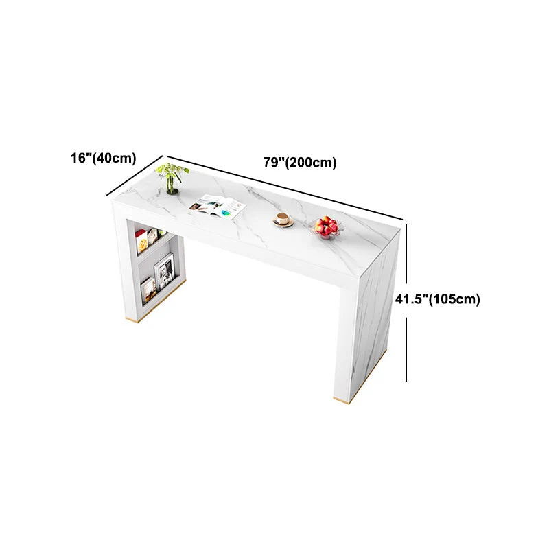 Tavolo da pranzo da bar rettangolare bianco Tavolo da bar moderno con base slitta Clearhalo