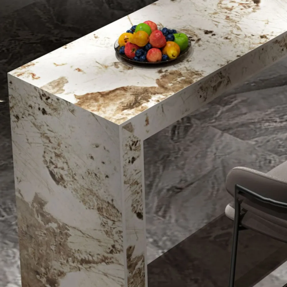 Tavolo da pranzo da bar rettangolare bianco Tavolo da bar moderno con base slitta Clearhalo