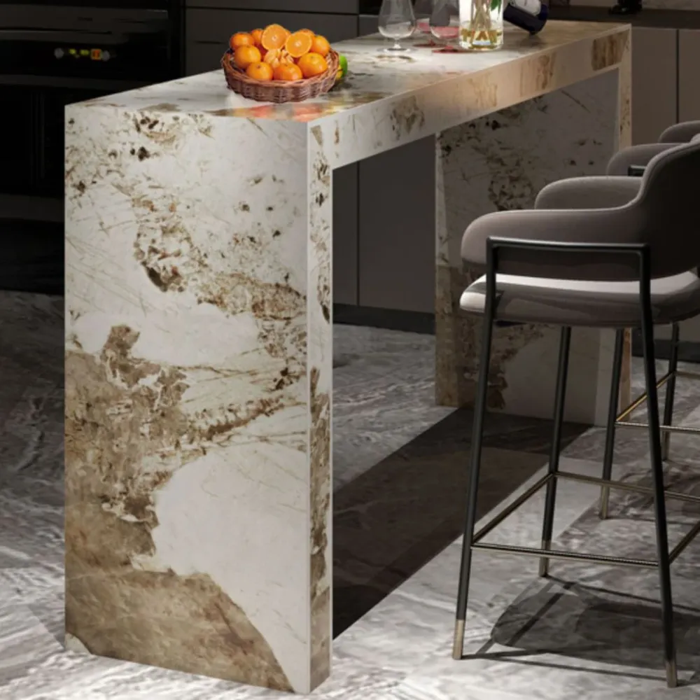 Tavolo da pranzo da bar rettangolare bianco Tavolo da bar moderno con base slitta Clearhalo