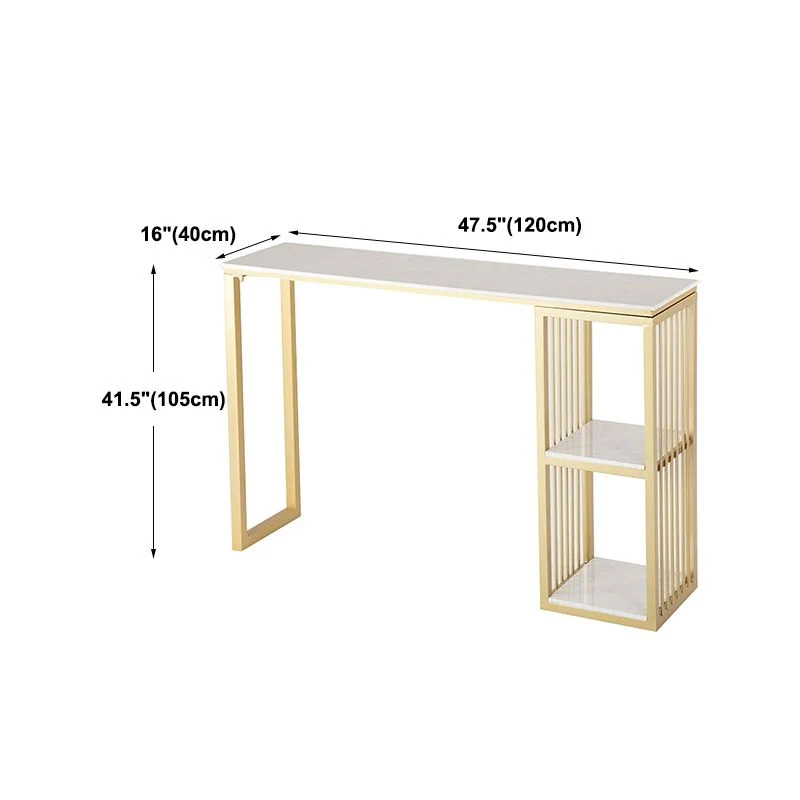 Tavolo da pranzo da bar rettangolare Glam Tavolo da bistrò per interni ferro con piano finto marmo bianco con ripiano Clea...