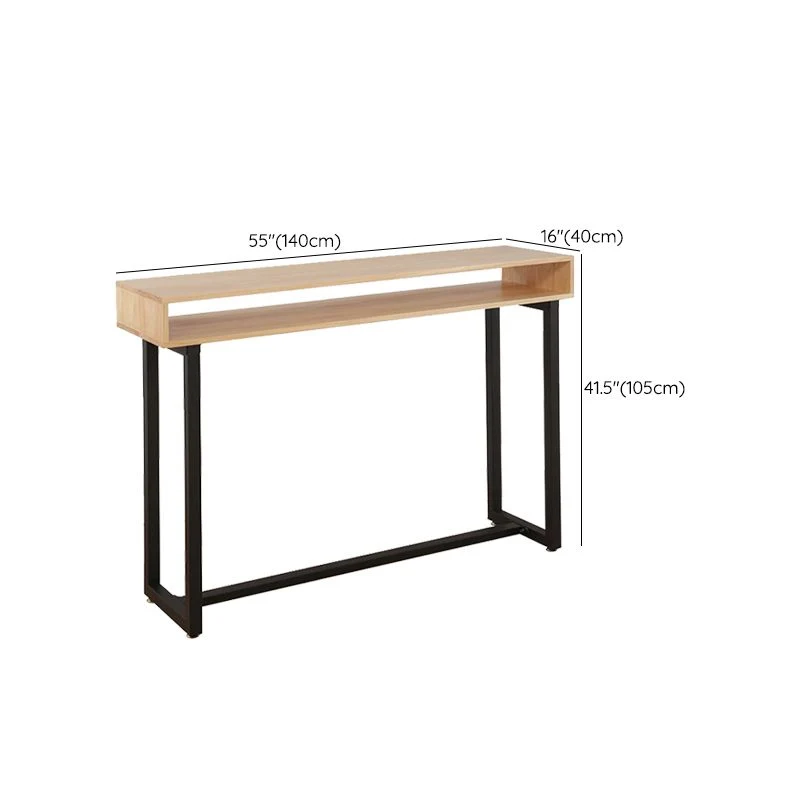 Tavolo da pranzo da bar rettangolare moderno con piano legno massello per soggiorno Clearhalo