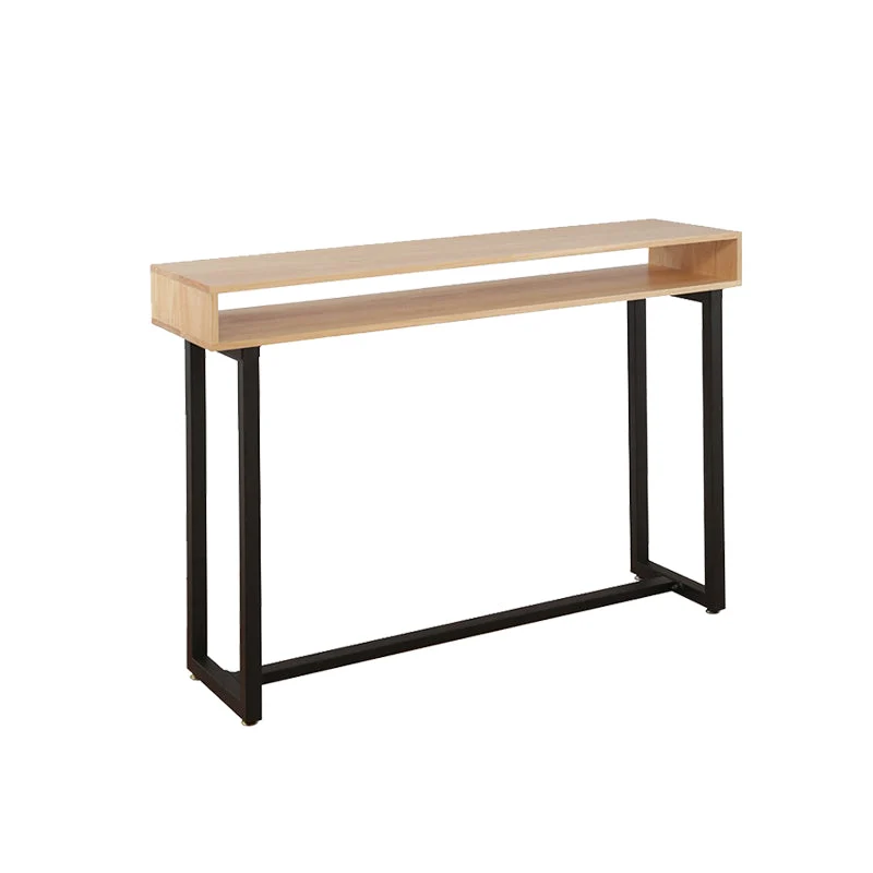 Tavolo da pranzo da bar rettangolare moderno con piano legno massello per soggiorno Clearhalo