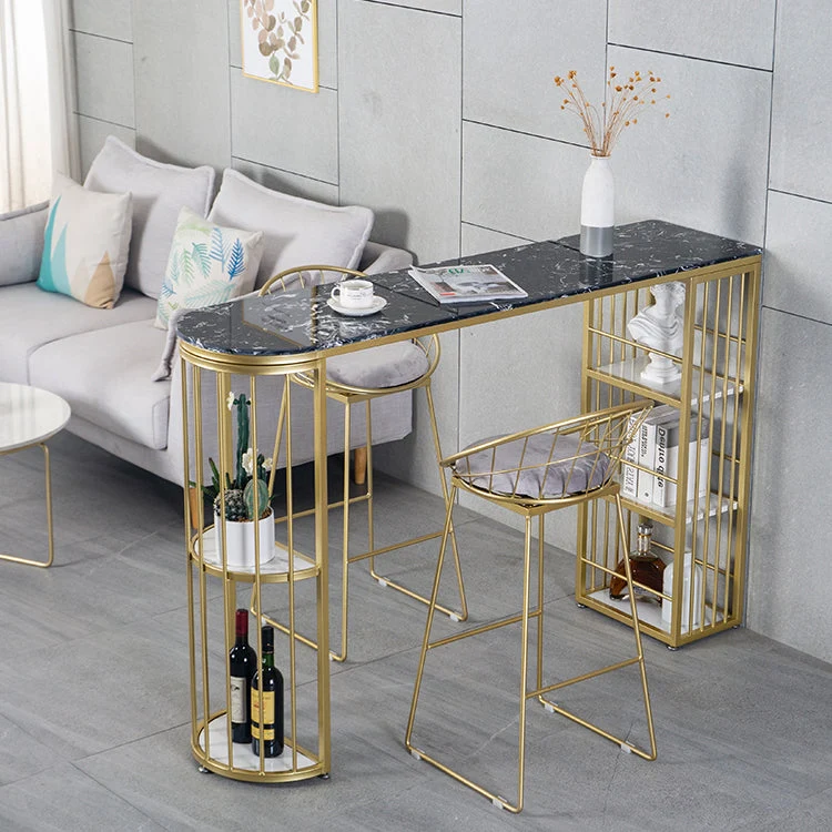 Tavolo da pranzo da bar rettangolare pietra Tavolo da bar tradizionale di lusso con base slitta Clearhalo