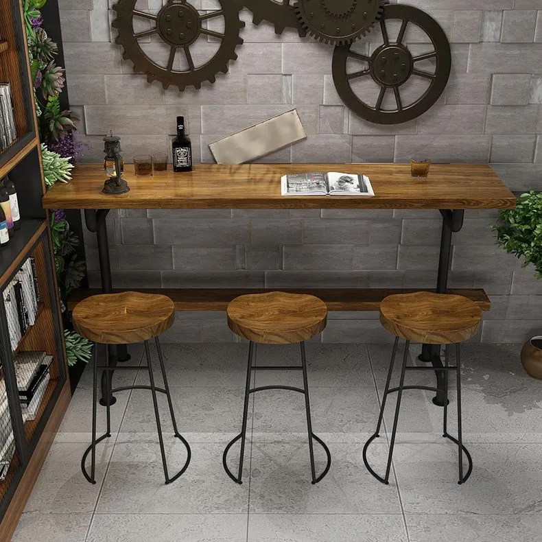 Tavolo da pranzo da bar rettangolare Tavolo da bar moderno legno con base cavalletto Clearhalo