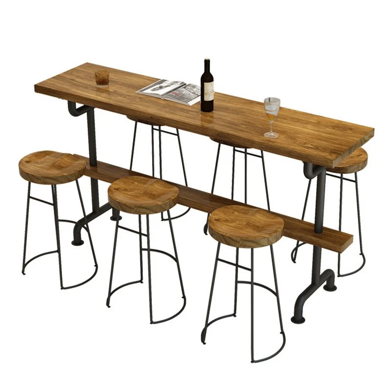 Tavolo da pranzo da bar rettangolare Tavolo da bar moderno legno con base cavalletto Clearhalo