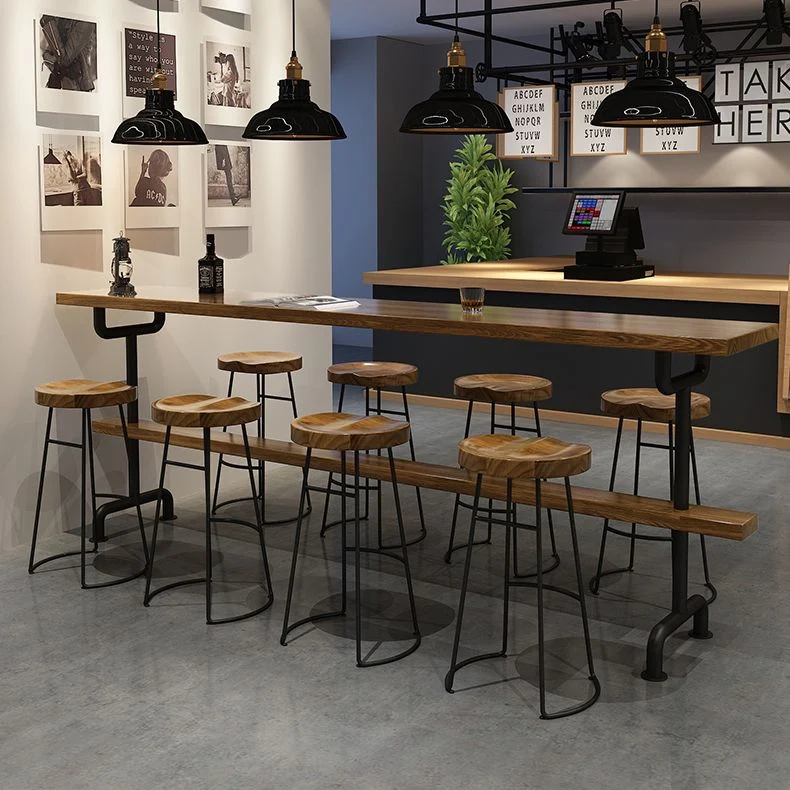 Tavolo da pranzo da bar rettangolare Tavolo da bar moderno legno con base cavalletto Clearhalo