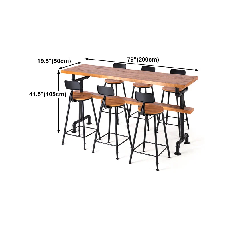 Tavolo da pranzo da bar rettangolare Tavolo da bar moderno legno con base cavalletto Clearhalo