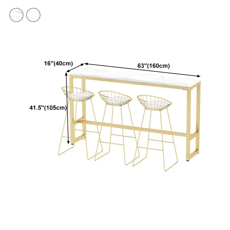 Tavolo da pranzo da bar rettangolare Tavolo da bar moderno con base cavalletto dorato Clearhalo
