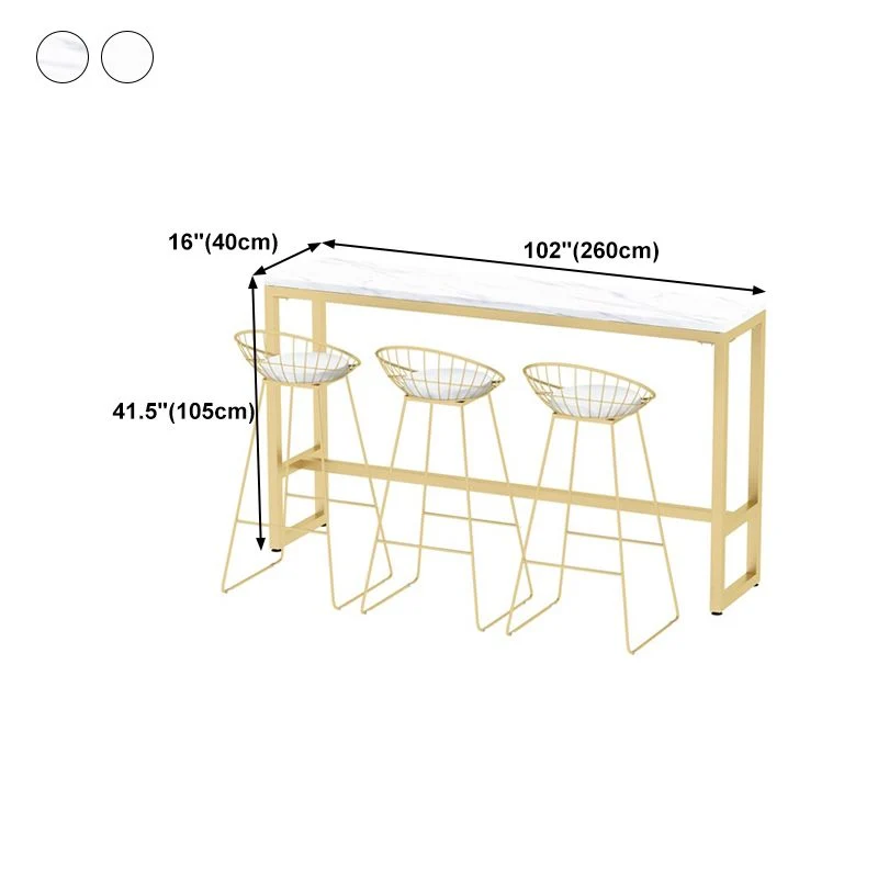 Tavolo da pranzo da bar rettangolare Tavolo da bar moderno con base cavalletto dorato Clearhalo