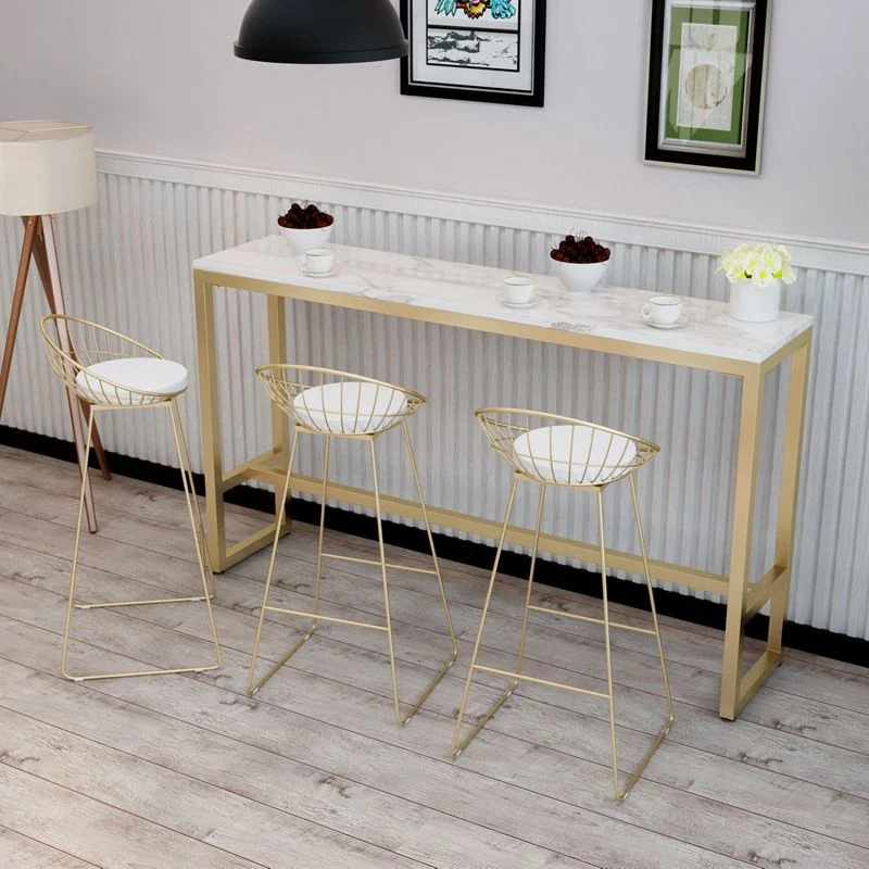 Tavolo da pranzo da bar rettangolare Tavolo da bar moderno con base cavalletto dorato Clearhalo