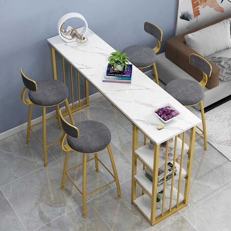Tavolo da pranzo da bar rettangolare Tavolo da bar moderno con base slitta oro Clearhalo