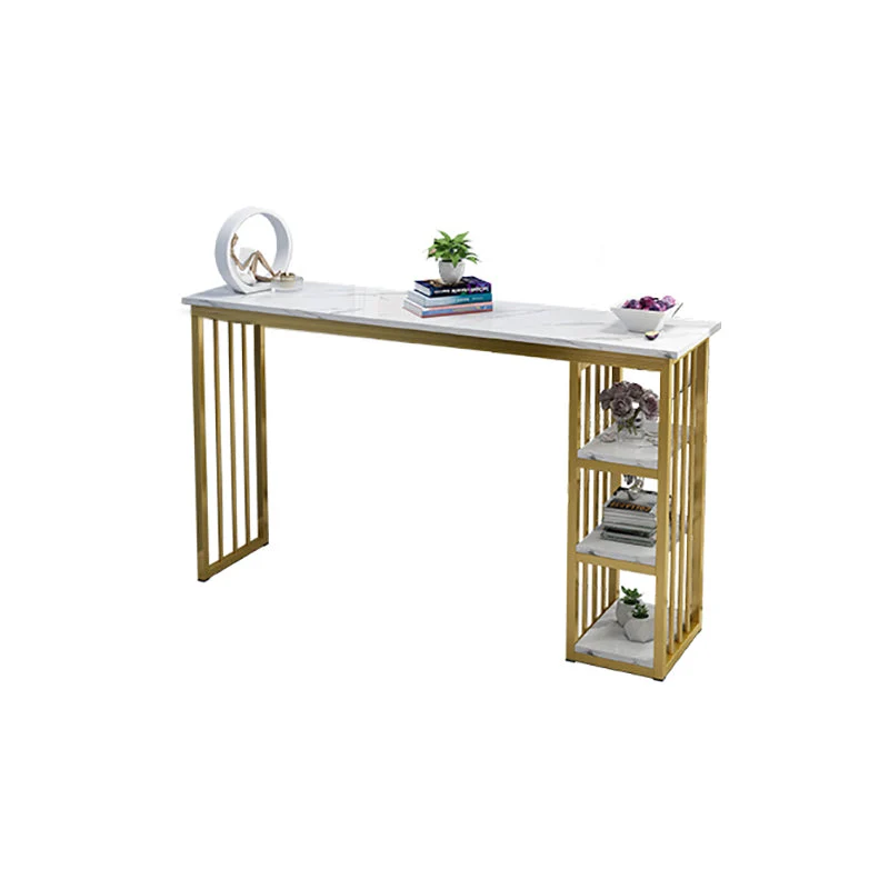 Tavolo da pranzo da bar rettangolare Tavolo da bar moderno con base slitta oro Clearhalo