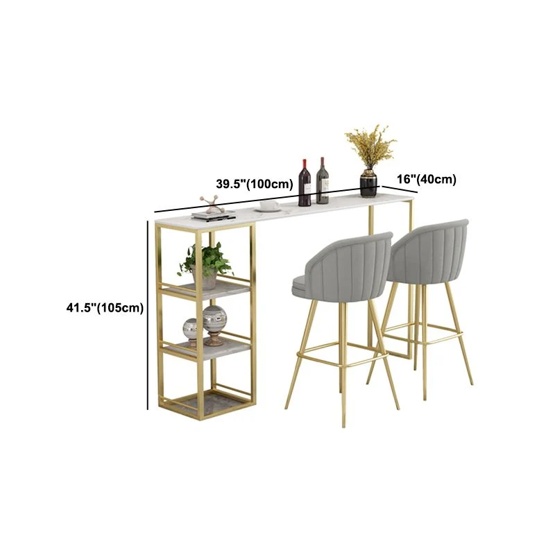 Tavolo da pranzo da bar rettangolare Tavolo da pranzo da bar moderno con base su cavalletto dorato Clearhalo