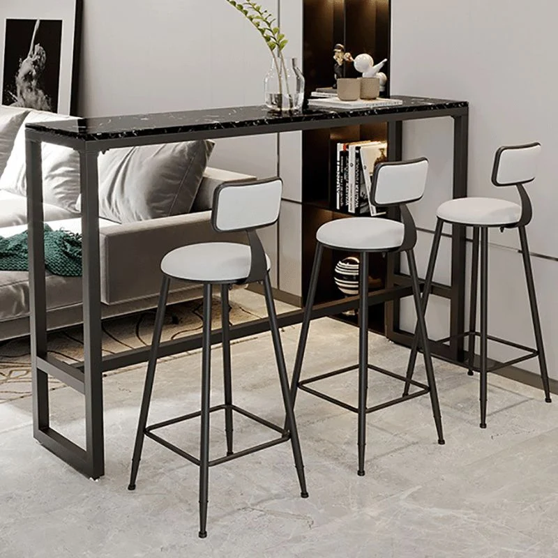 Tavolo da pranzo da bar rettangolare Tavolo da pranzo da bar moderno con base cavalletto nero Clearhalo