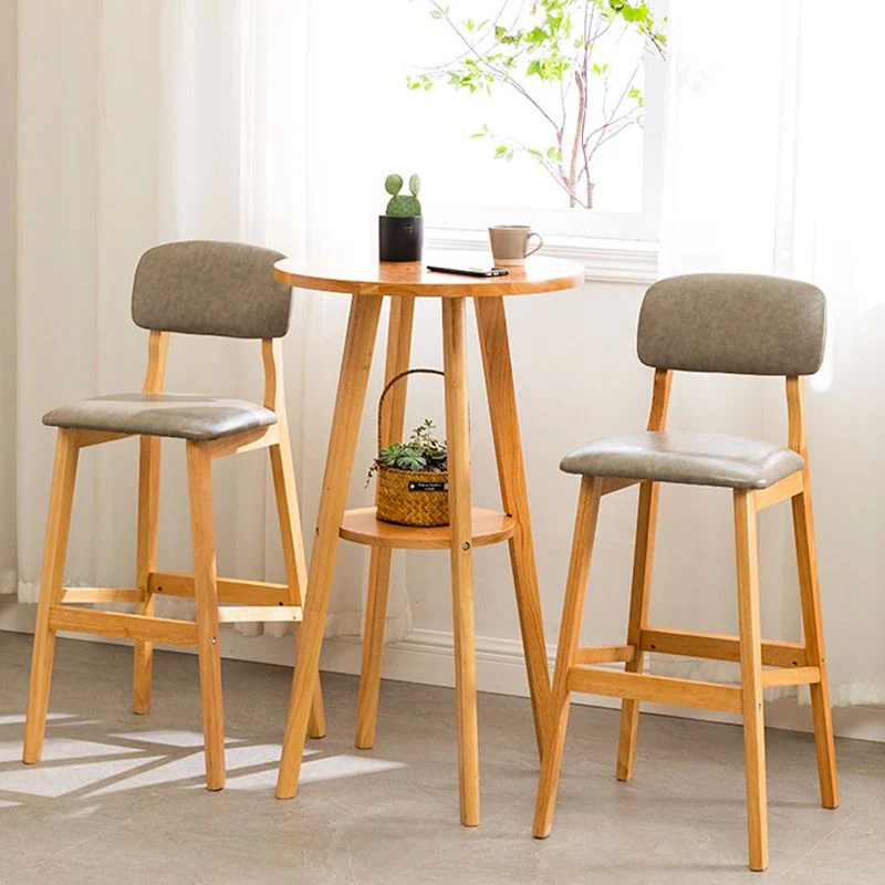 Tavolo da pranzo da bar rotondo legno massello stile moderno per uso domestico Clearhalo